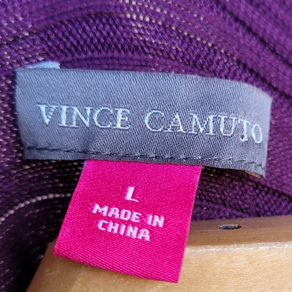 VINCE CAMUTO Purple Ribbed Top, Size Large - Picture 4 of 5